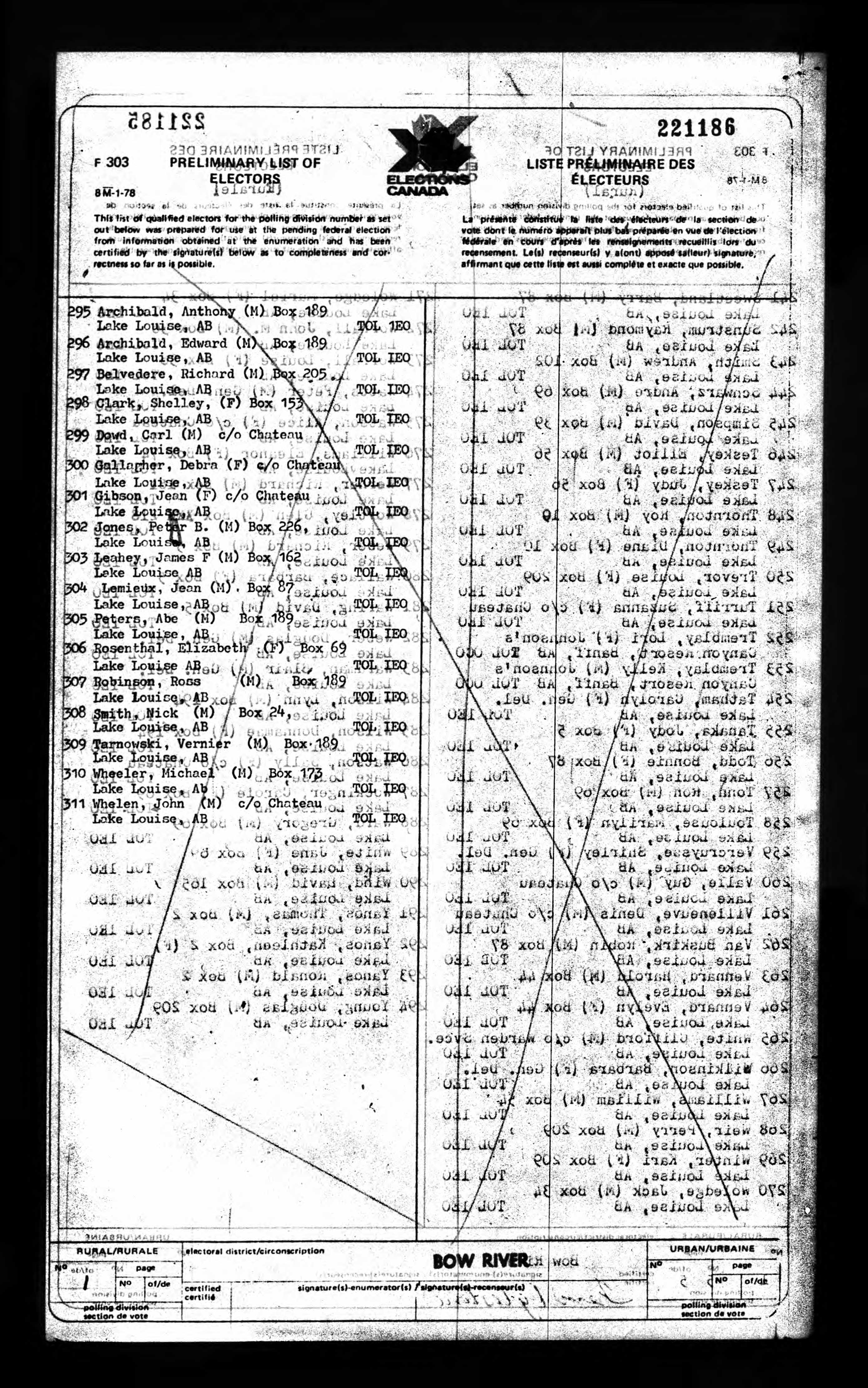 1980 Canadian Federal Census page